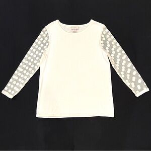 Loft Outlet Off White Ivory Polka Dot Illusion Sleeve Sweater Womens Small EUC
